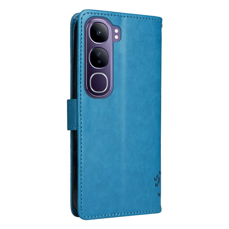 For vivo V40 Lite (Indonesia) 5G / V40 Lite (Indonesia) 4G Case Cat Tree Pattern Flip Leather Phone Cover - Blue