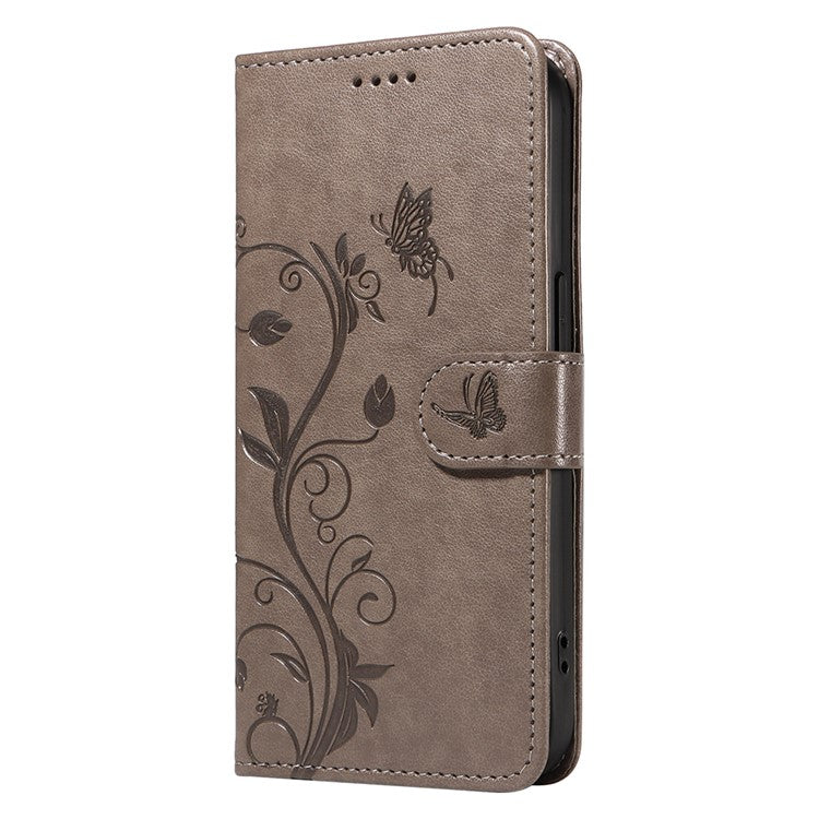 For vivo V40 Lite (Indonesia) 5G / V40 Lite (Indonesia) 4G Case Flower Pattern PU Leather Wallet Phone Cover - Grey