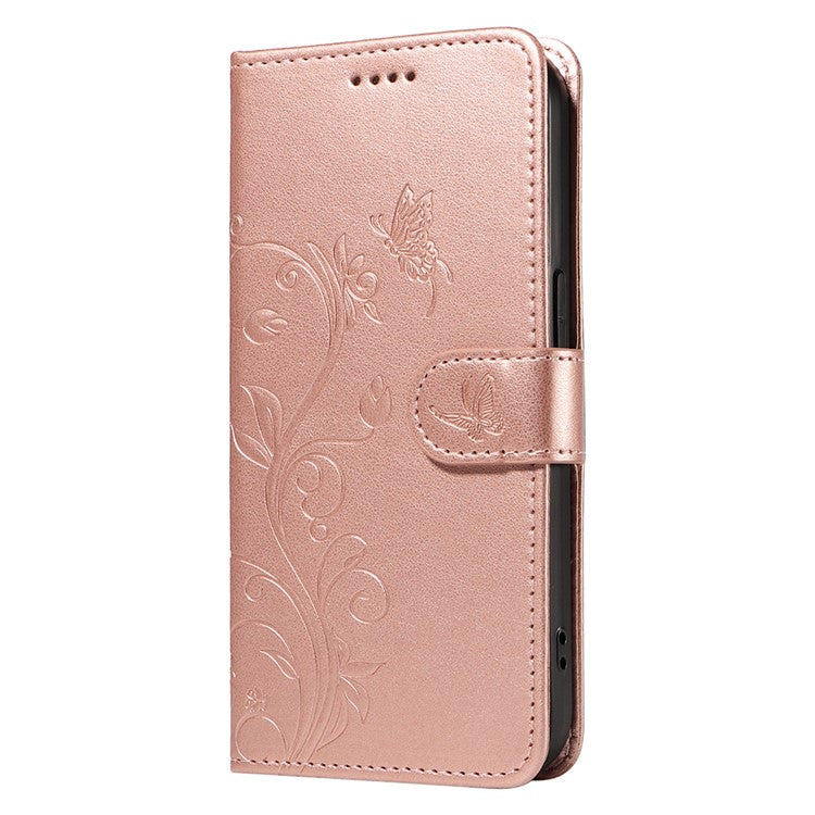 For vivo V40 Lite (Indonesia) 5G / V40 Lite (Indonesia) 4G Case Flower Pattern PU Leather Wallet Phone Cover - Rose Gold