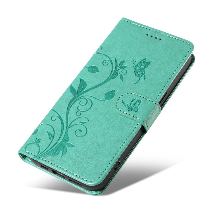 For vivo V40 Lite (Indonesia) 5G / V40 Lite (Indonesia) 4G Case Flower Pattern PU Leather Wallet Phone Cover - Green