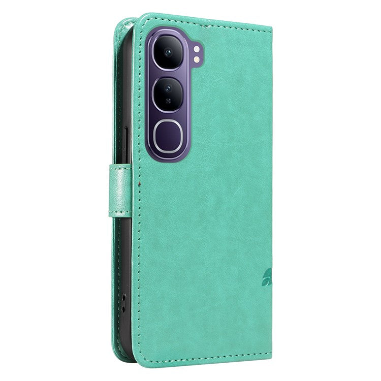 For vivo V40 Lite (Indonesia) 5G / V40 Lite (Indonesia) 4G Case Flower Pattern PU Leather Wallet Phone Cover - Green