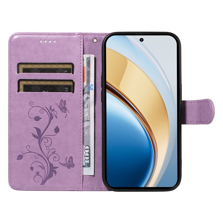 For vivo V40 Lite (Indonesia) 5G / V40 Lite (Indonesia) 4G Case Flower Pattern PU Leather Wallet Phone Cover - Light Purple