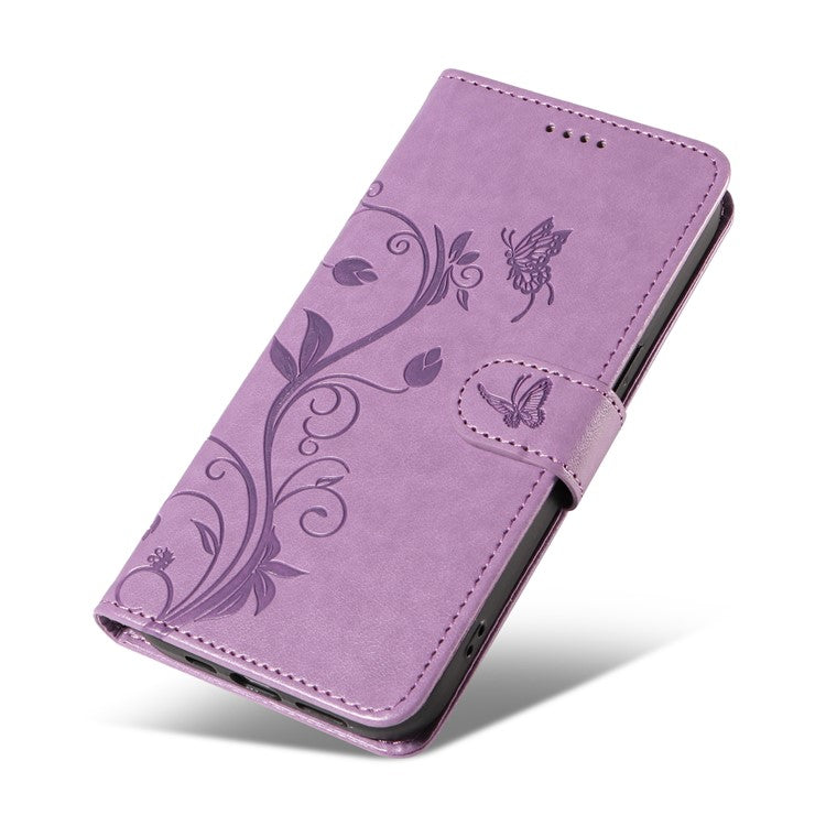 For vivo V40 Lite (Indonesia) 5G / V40 Lite (Indonesia) 4G Case Flower Pattern PU Leather Wallet Phone Cover - Light Purple