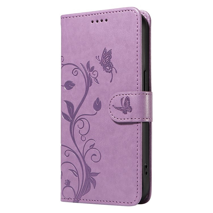 For vivo V40 Lite (Indonesia) 5G / V40 Lite (Indonesia) 4G Case Flower Pattern PU Leather Wallet Phone Cover - Light Purple