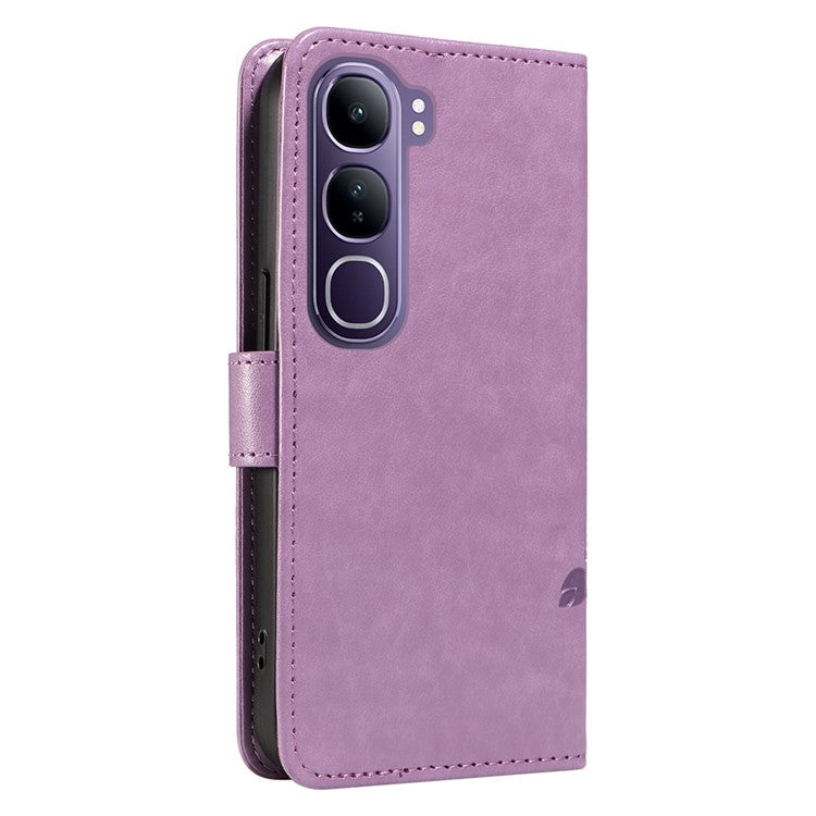 For vivo V40 Lite (Indonesia) 5G / V40 Lite (Indonesia) 4G Case Flower Pattern PU Leather Wallet Phone Cover - Light Purple