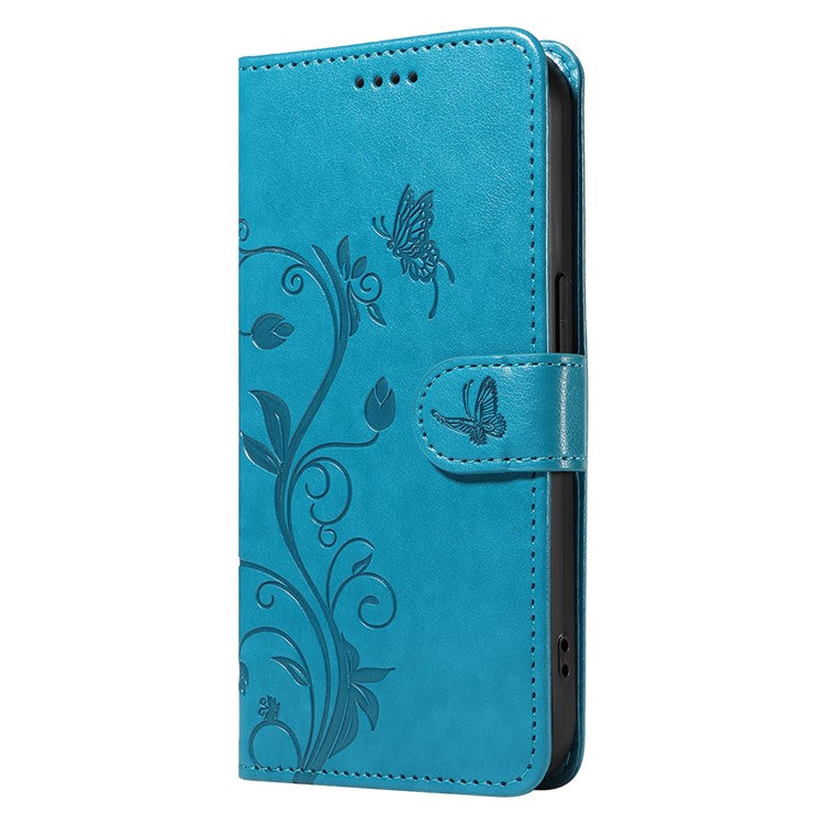 For vivo V40 Lite (Indonesia) 5G / V40 Lite (Indonesia) 4G Case Flower Pattern PU Leather Wallet Phone Cover - Blue