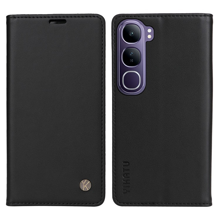 YIKATU YK-001 For vivo V40 Lite (Indonesia) 5G / V40 Lite (Indonesia) 4G	 Stand Case Leather Phone Cover - Black