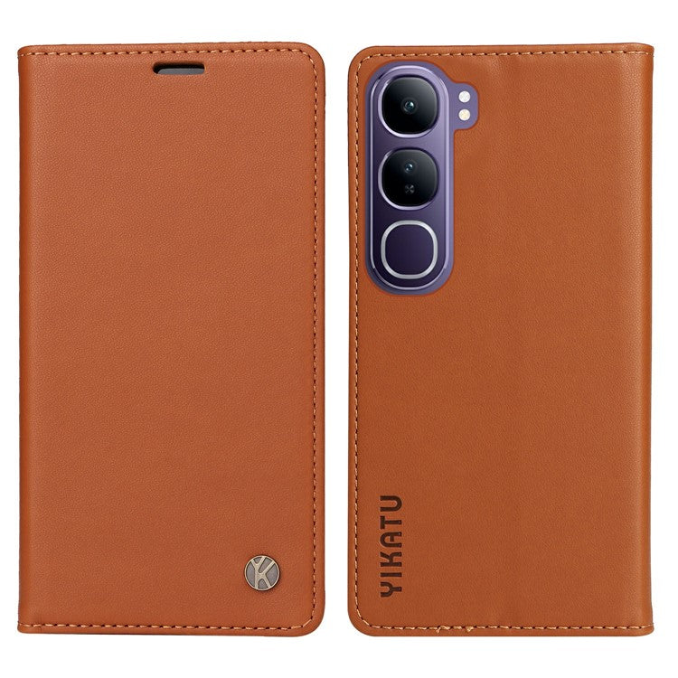 YIKATU YK-001 For vivo V40 Lite (Indonesia) 5G / V40 Lite (Indonesia) 4G	 Stand Case Leather Phone Cover - Brown