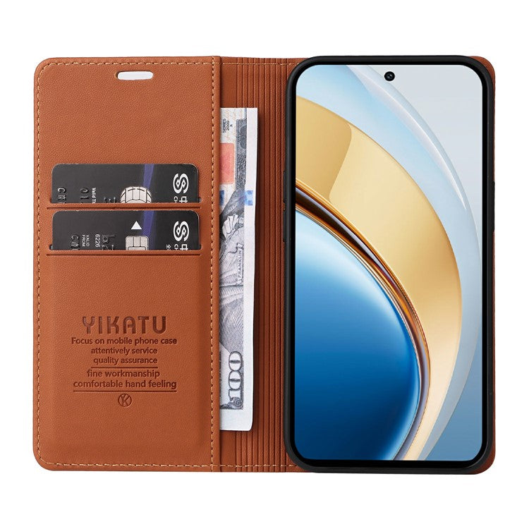 YIKATU YK-001 For vivo V40 Lite (Indonesia) 5G / V40 Lite (Indonesia) 4G	 Stand Case Leather Phone Cover - Brown