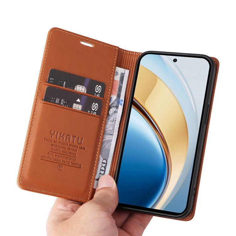 YIKATU YK-001 For vivo V40 Lite (Indonesia) 5G / V40 Lite (Indonesia) 4G	 Stand Case Leather Phone Cover - Brown