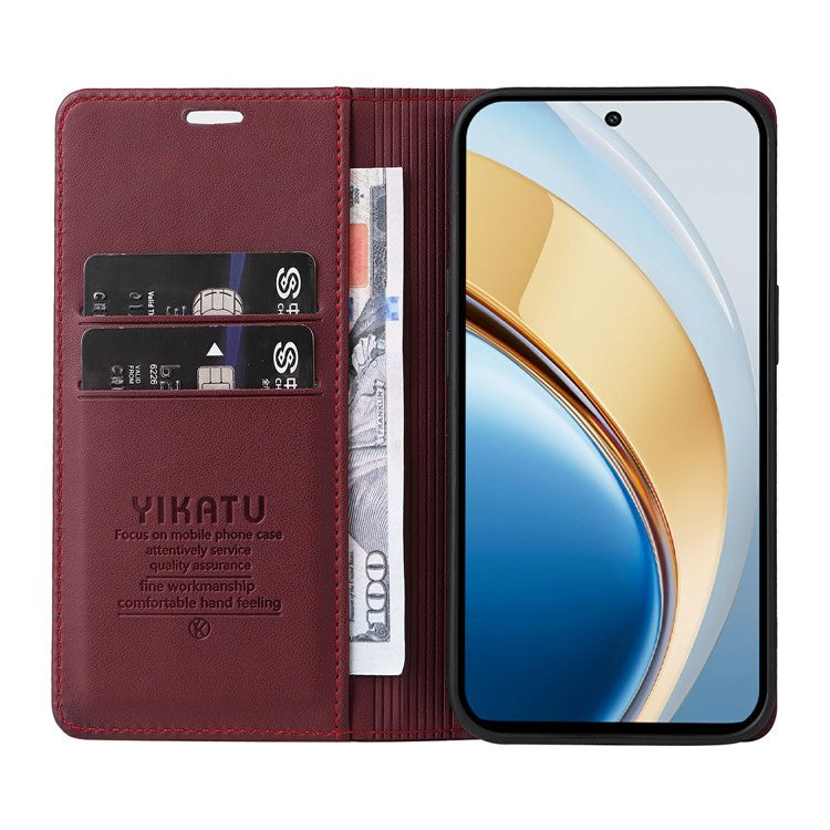 YIKATU YK-001 For vivo V40 Lite (Indonesia) 5G / V40 Lite (Indonesia) 4G	 Stand Case Leather Phone Cover - Wine Red