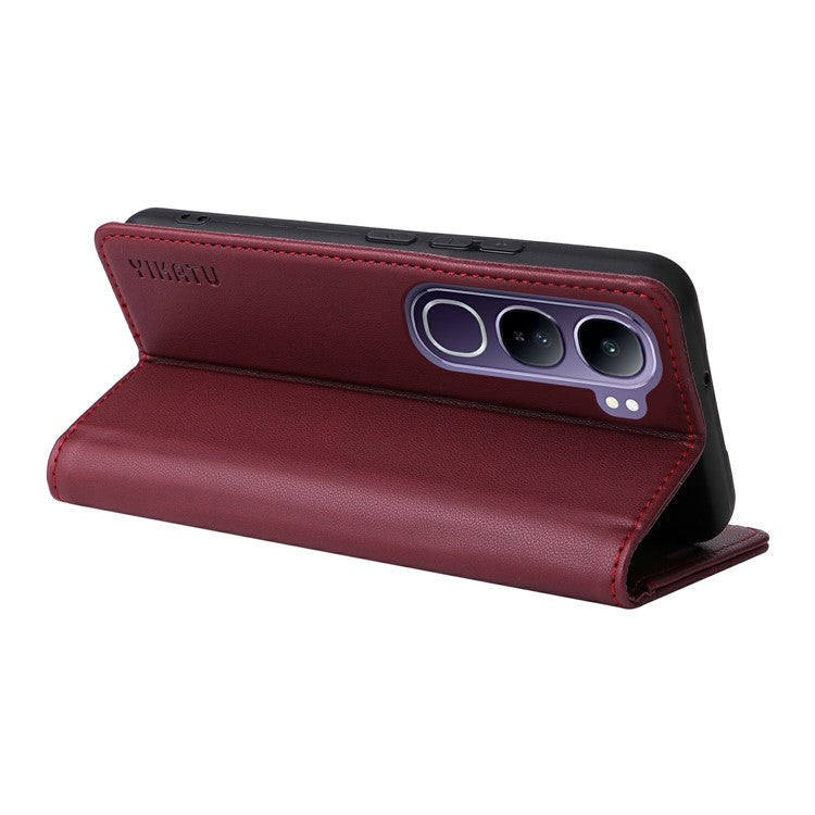 YIKATU YK-001 For vivo V40 Lite (Indonesia) 5G / V40 Lite (Indonesia) 4G	 Stand Case Leather Phone Cover - Wine Red