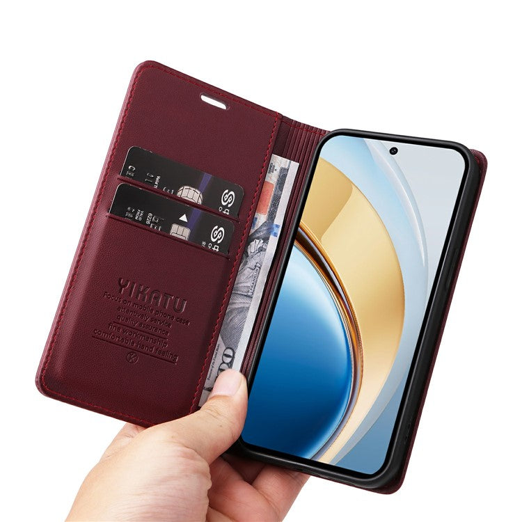 YIKATU YK-001 For vivo V40 Lite (Indonesia) 5G / V40 Lite (Indonesia) 4G	 Stand Case Leather Phone Cover - Wine Red