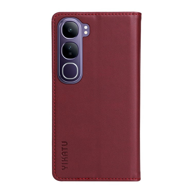 YIKATU YK-001 For vivo V40 Lite (Indonesia) 5G / V40 Lite (Indonesia) 4G	 Stand Case Leather Phone Cover - Wine Red