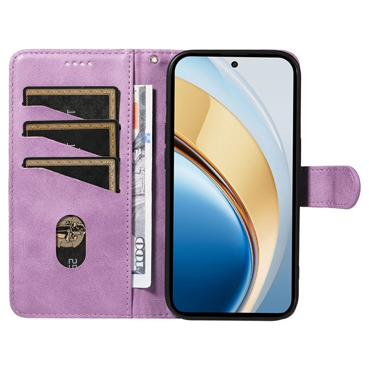 For vivo V40 Lite (Indonesia) 5G / V40 Lite (Indonesia) 4G Wallet Phone Case T-Shape Lines Leather Cover - Light Purple