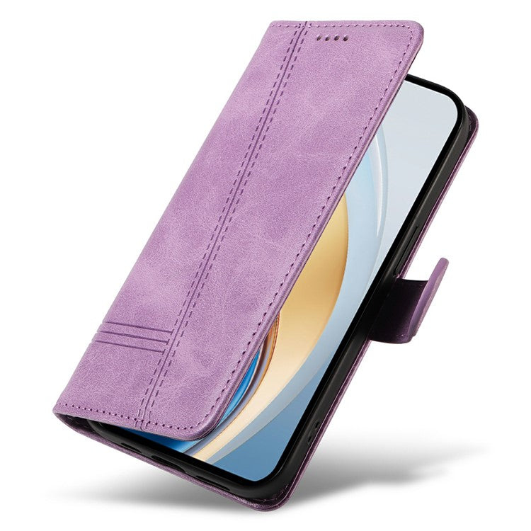 For vivo V40 Lite (Indonesia) 5G / V40 Lite (Indonesia) 4G Wallet Phone Case T-Shape Lines Leather Cover - Light Purple