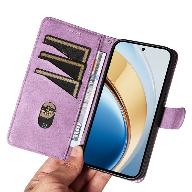 For vivo V40 Lite (Indonesia) 5G / V40 Lite (Indonesia) 4G Wallet Phone Case T-Shape Lines Leather Cover - Light Purple