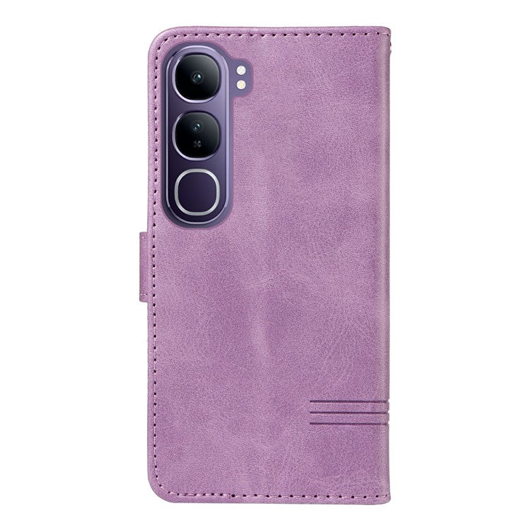 For vivo V40 Lite (Indonesia) 5G / V40 Lite (Indonesia) 4G Wallet Phone Case T-Shape Lines Leather Cover - Light Purple