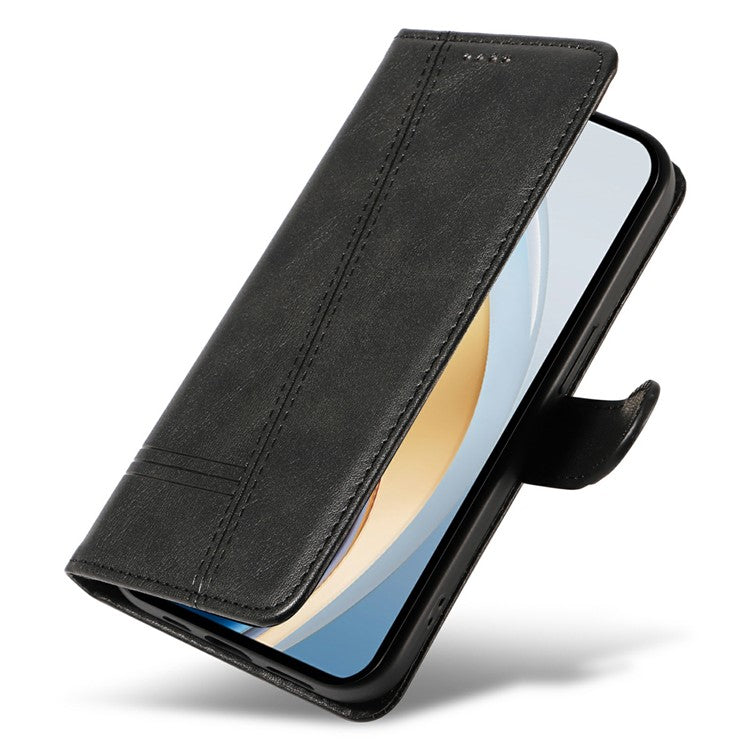 For vivo V40 Lite (Indonesia) 5G / V40 Lite (Indonesia) 4G Wallet Phone Case T-Shape Lines Leather Cover - Black