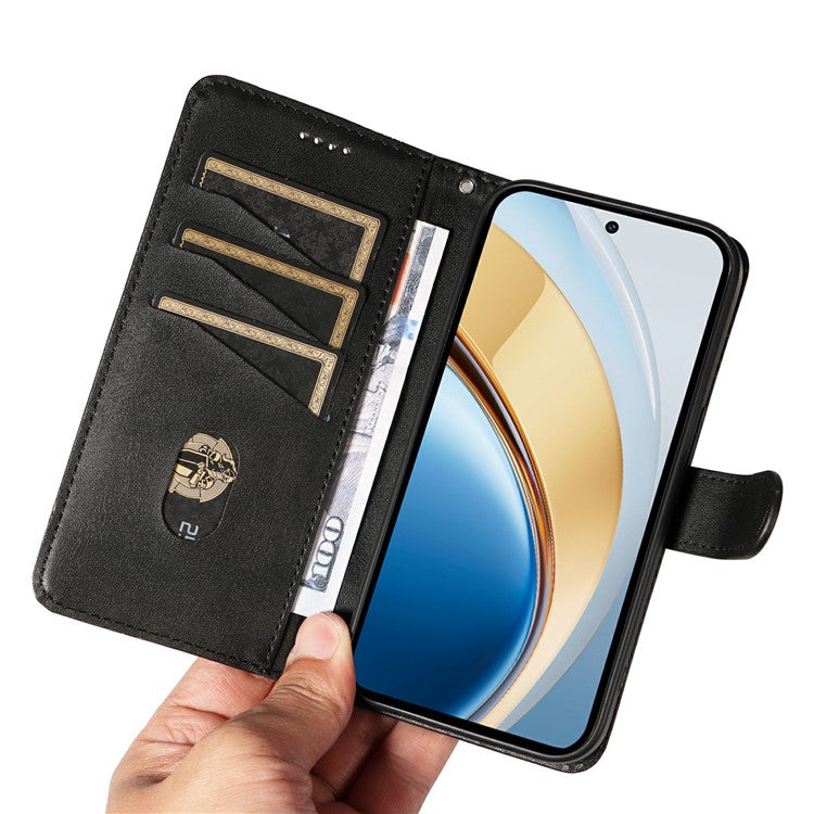 For vivo V40 Lite (Indonesia) 5G / V40 Lite (Indonesia) 4G Wallet Phone Case T-Shape Lines Leather Cover - Black