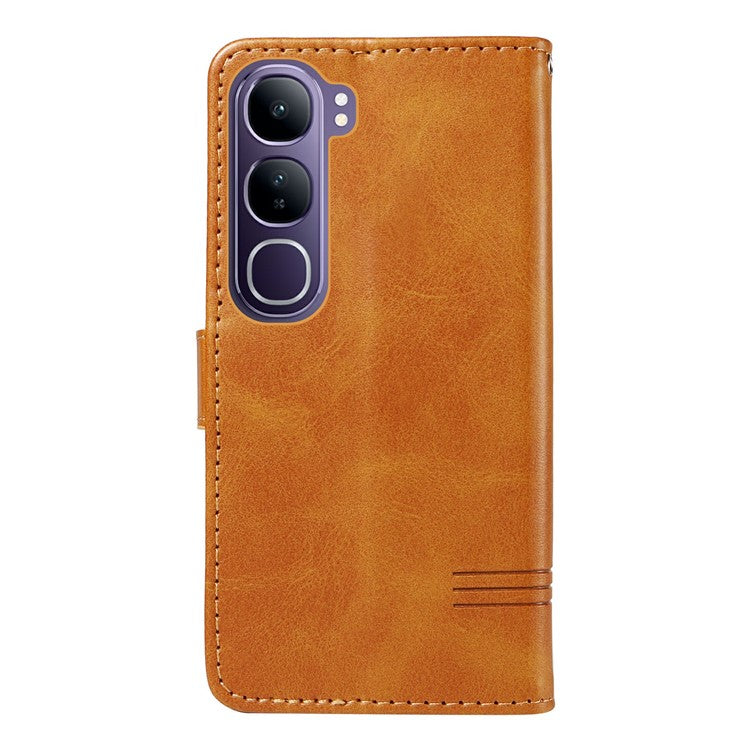 For vivo V40 Lite (Indonesia) 5G / V40 Lite (Indonesia) 4G Wallet Phone Case T-Shape Lines Leather Cover - Yellow