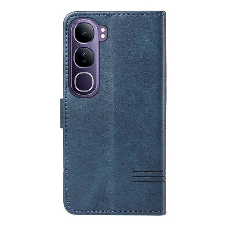 For vivo V40 Lite (Indonesia) 5G / V40 Lite (Indonesia) 4G Wallet Phone Case T-Shape Lines Leather Cover - Blue