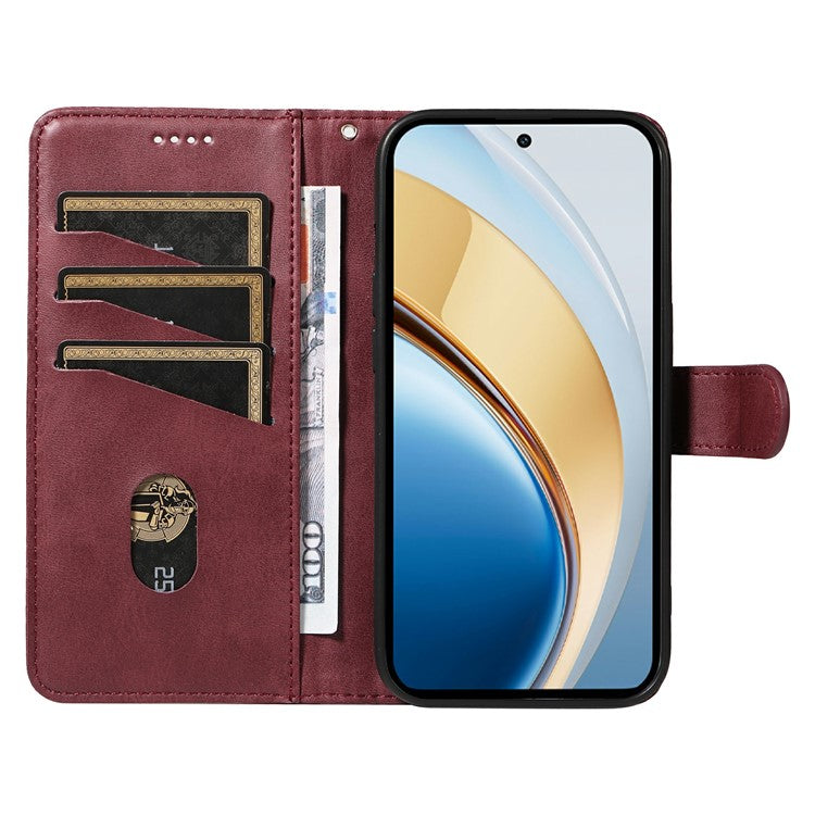 For vivo V40 Lite (Indonesia) 5G / V40 Lite (Indonesia) 4G Wallet Phone Case T-Shape Lines Leather Cover - Wine Red