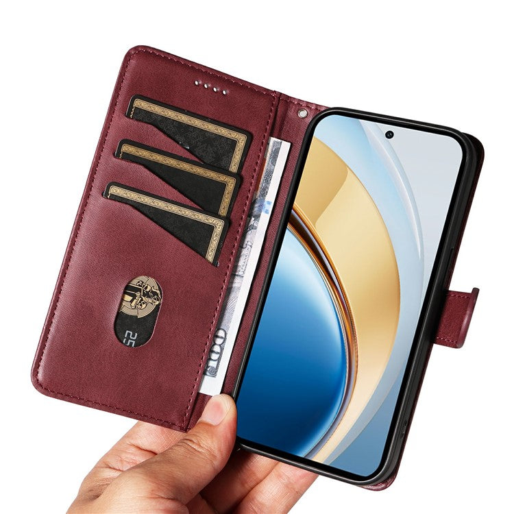 For vivo V40 Lite (Indonesia) 5G / V40 Lite (Indonesia) 4G Wallet Phone Case T-Shape Lines Leather Cover - Wine Red