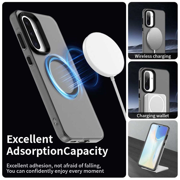 For Samsung Galaxy A36 5G / A56 5G Case Compatible with MagSafe PC+TPU+PET Anti-Drop Phone Cover - Black