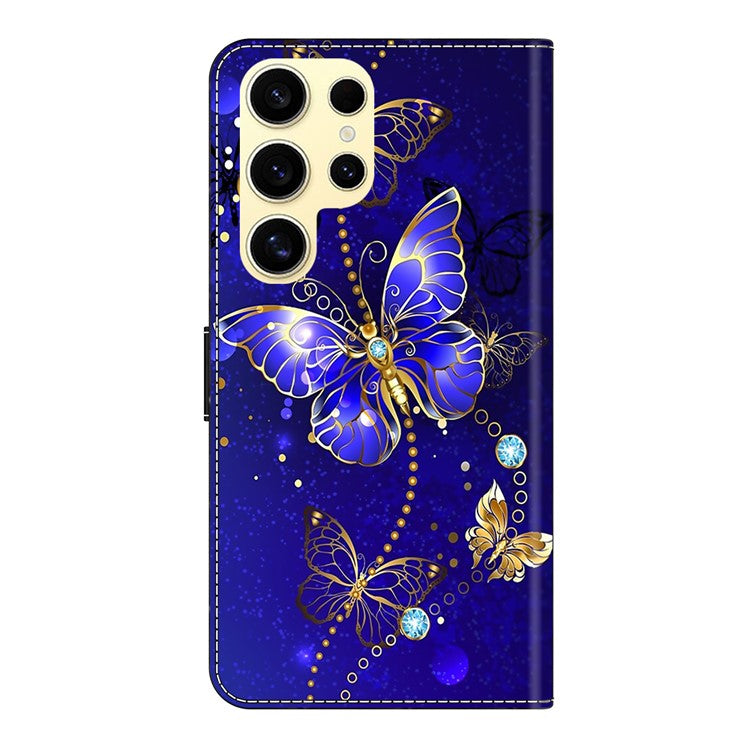 For Samsung Galaxy S25 Ultra Case 3D Pattern PU Leather Wallet Phone Cover with Stand - Diamond Butterfly