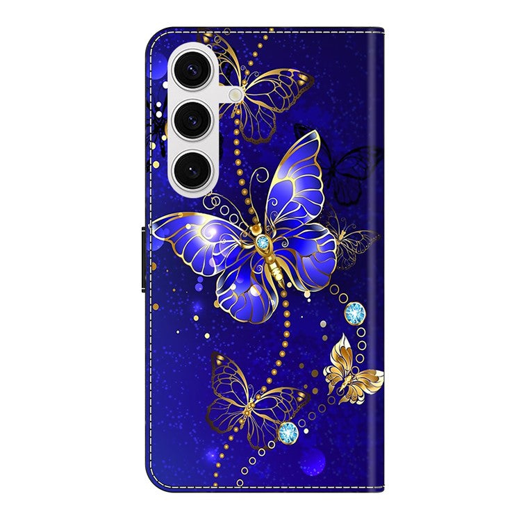 For Samsung Galaxy S25 Case 3D Pattern PU Leather Wallet Phone Cover with Stand - Diamond Butterfly