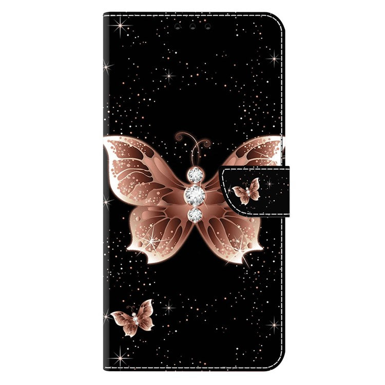 For Google Pixel 9a Case 3D Pattern PU Leather Wallet Phone Cover with Stand - Pink Diamond Butterfly