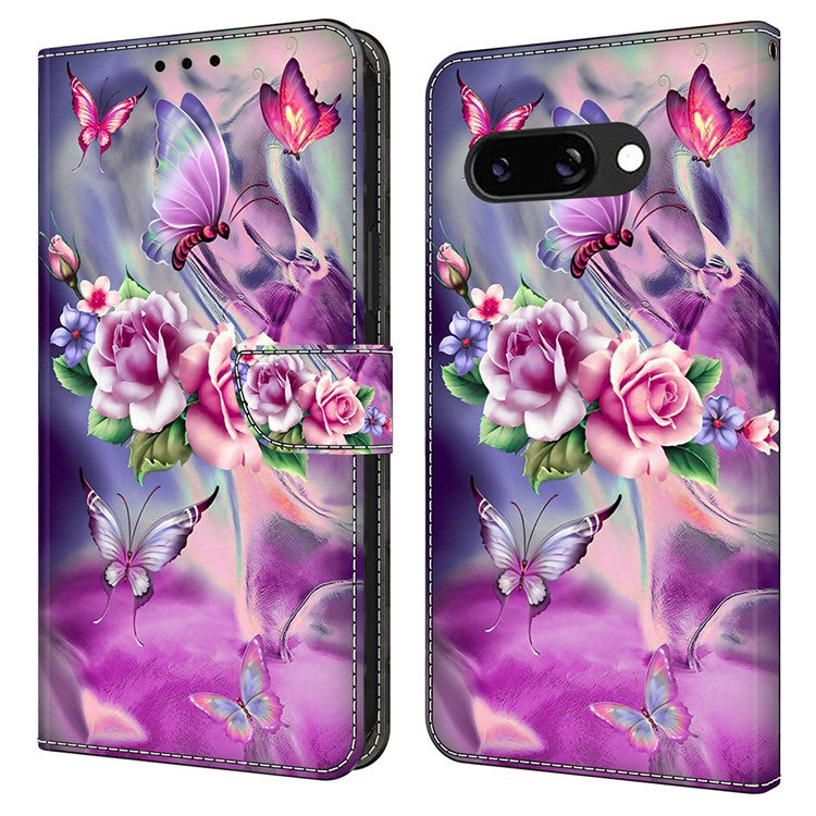 For Google Pixel 9a Case 3D Pattern PU Leather Wallet Phone Cover with Stand - Butterflies  /  Flowers