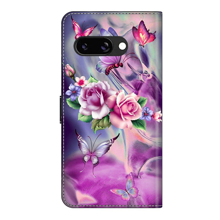 For Google Pixel 9a Case 3D Pattern PU Leather Wallet Phone Cover with Stand - Butterflies  /  Flowers