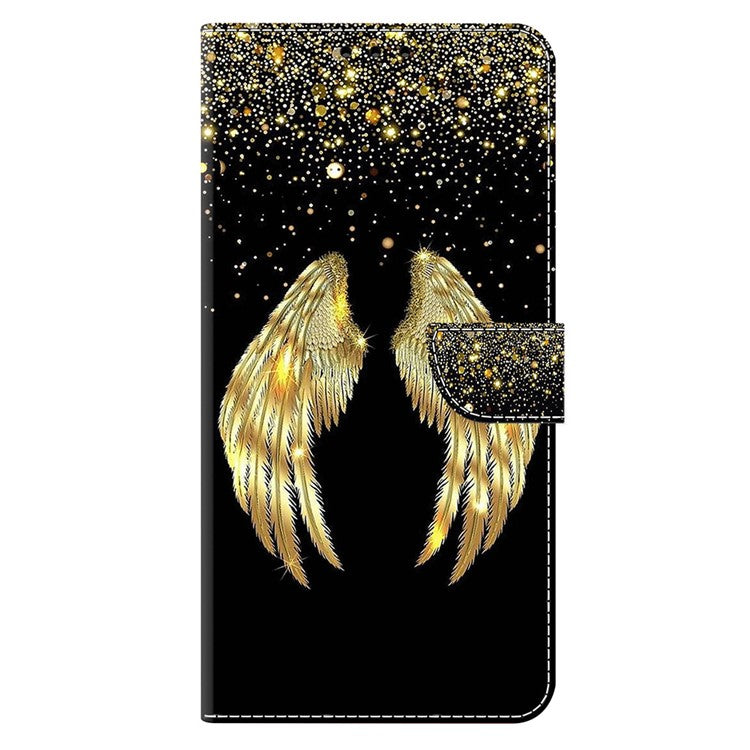 For Google Pixel 9a Case 3D Pattern PU Leather Wallet Phone Cover with Stand - Gold Wing