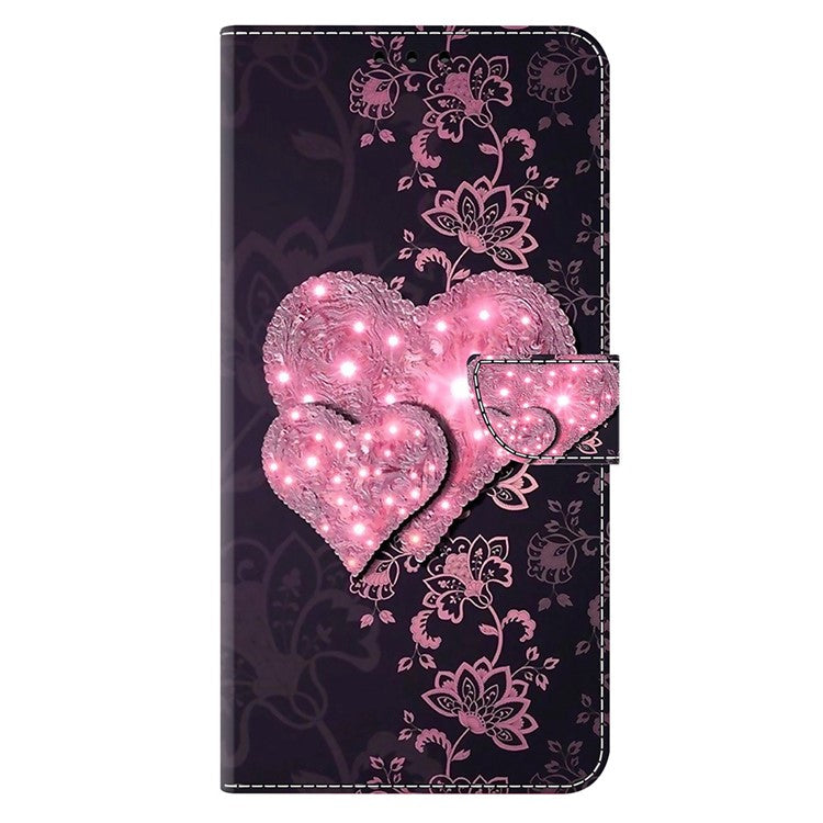 For Google Pixel 9a Case 3D Pattern PU Leather Wallet Phone Cover with Stand - Lace Hearts