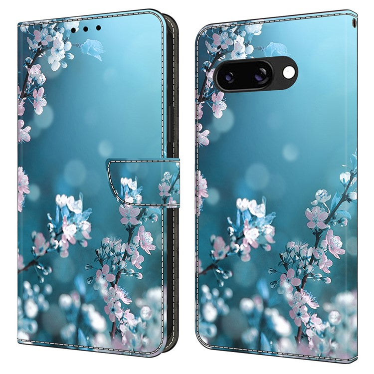 For Google Pixel 9a Case 3D Pattern PU Leather Wallet Phone Cover with Stand - Plum Blossoms