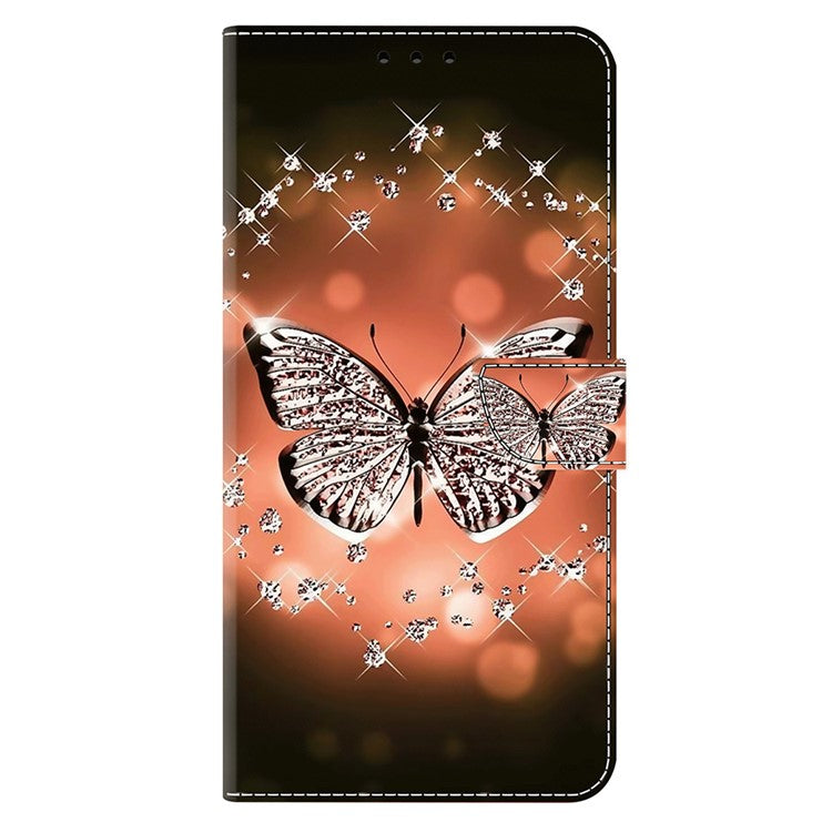 For Google Pixel 9a Case 3D Pattern PU Leather Wallet Phone Cover with Stand - Crystal Butterfly