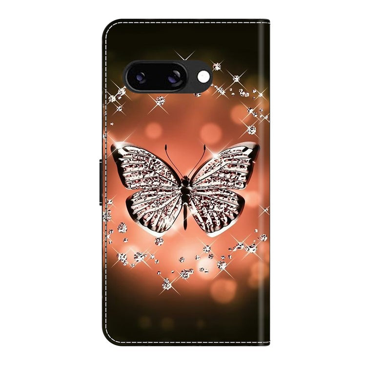 For Google Pixel 9a Case 3D Pattern PU Leather Wallet Phone Cover with Stand - Crystal Butterfly