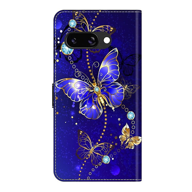 For Google Pixel 9a Case 3D Pattern PU Leather Wallet Phone Cover with Stand - Diamond Butterfly