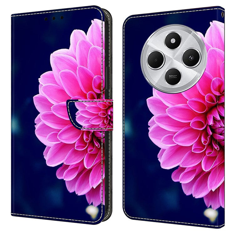 Phone Case For Xiaomi Redmi 14C 4G / 14R 5G / Poco C75 4G 3D Pattern PU Leather Wallet Phone Cover with Stand - Pink Flowers