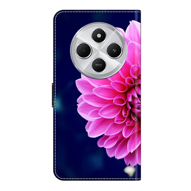 Phone Case For Xiaomi Redmi 14C 4G / 14R 5G / Poco C75 4G 3D Pattern PU Leather Wallet Phone Cover with Stand - Pink Flowers