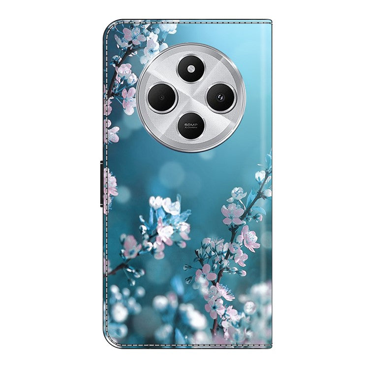 Phone Case For Xiaomi Redmi 14C 4G / 14R 5G / Poco C75 4G 3D Pattern PU Leather Wallet Phone Cover with Stand - Plum Blossoms