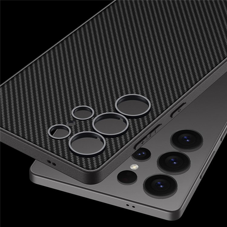 GKK For Samsung Galaxy S25 Ultra Case PU+TPU+PC Anti-Drop PC Phone Cover - Carbon Fiber Texture