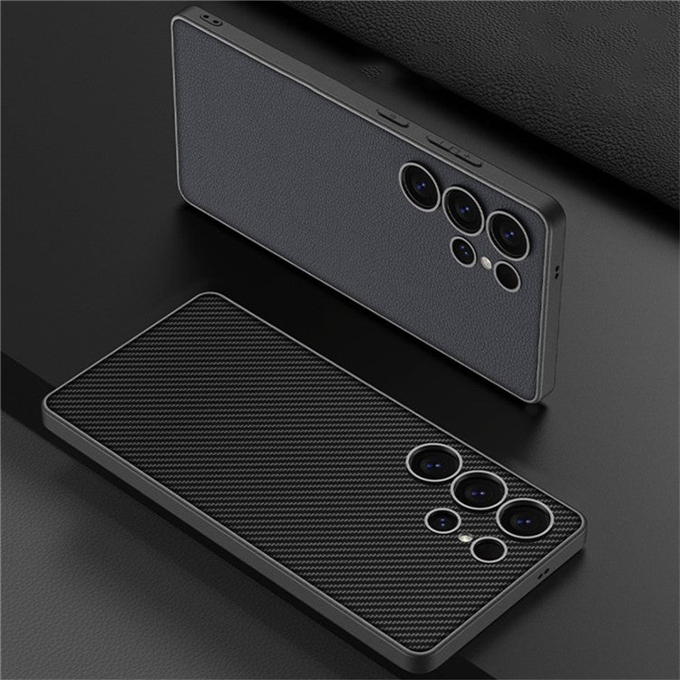 GKK For Samsung Galaxy S25 Ultra Case PU+TPU+PC Anti-Drop PC Phone Cover - Carbon Fiber Texture