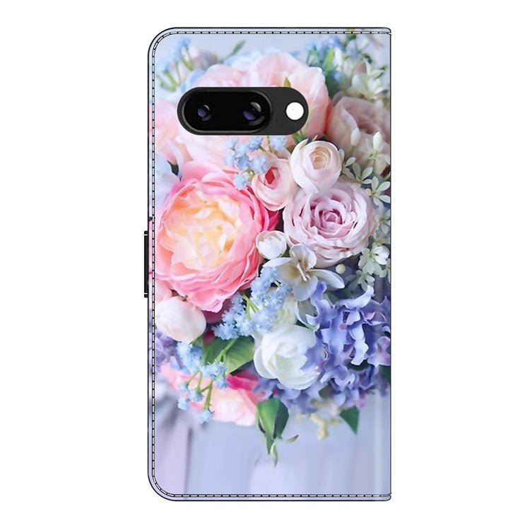 For Google Pixel 9a Case Magnetic Clasp 3D Pattern Leather Wallet Phone Cover - Colorful Flower