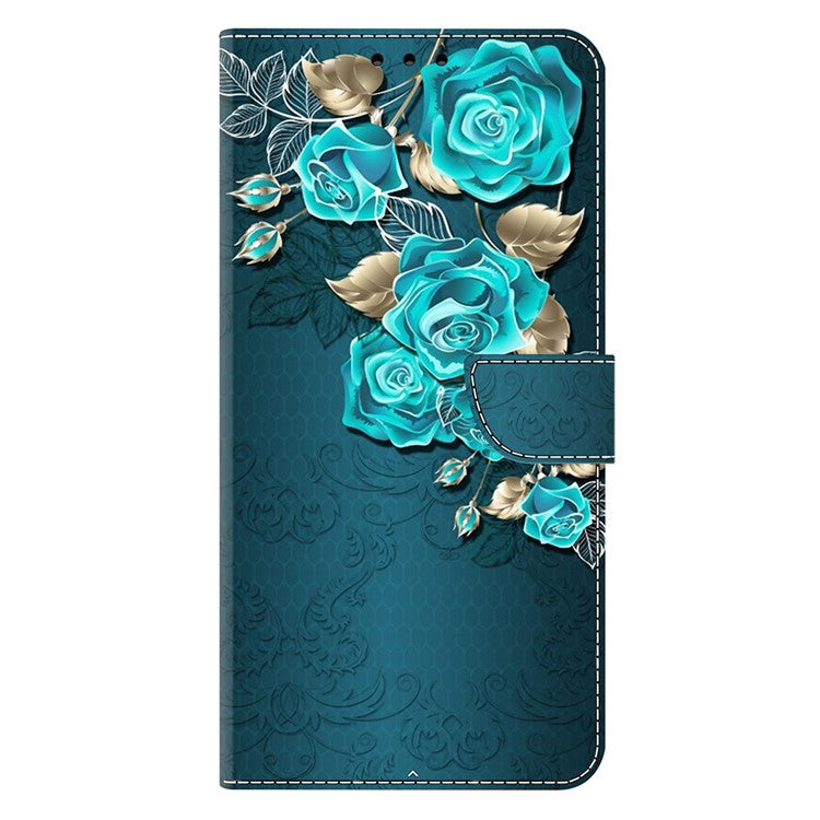 For Google Pixel 9a Case Magnetic Clasp 3D Pattern Leather Wallet Phone Cover - Blue Rose