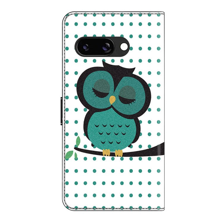 For Google Pixel 9a Case Magnetic Clasp 3D Pattern Leather Wallet Phone Cover - Sleeping Owl