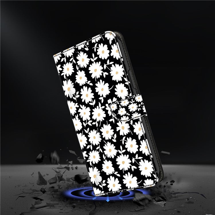 For Google Pixel 9a Case Magnetic Clasp 3D Pattern Leather Wallet Phone Cover -  Floral