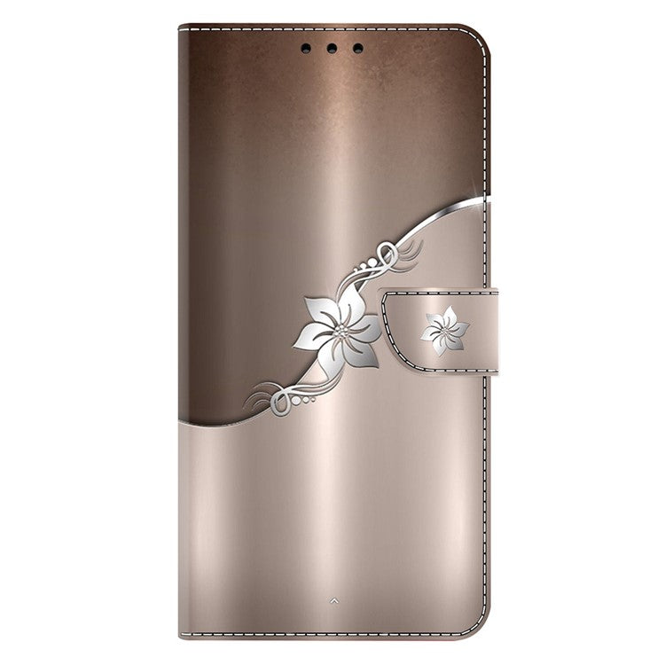 For Google Pixel 9a Case Magnetic Clasp 3D Pattern Leather Wallet Phone Cover - Silver Flower